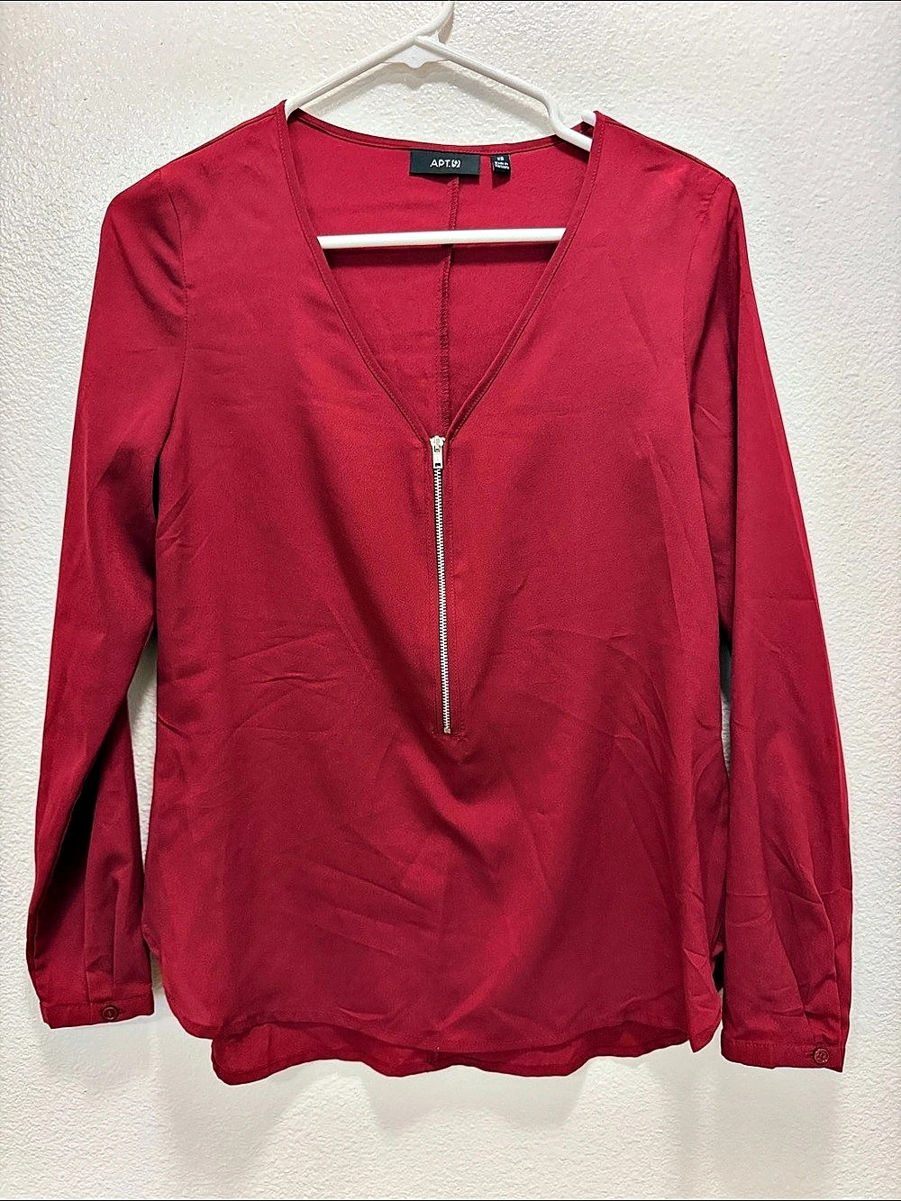 Apt. 9 Long Sleeve Zip Blouse in Red Size XS Like New